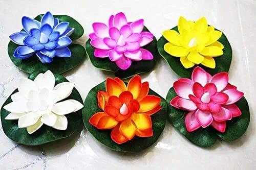 Flameless Lotus Flower Water Sensor LED Diyas (Pack of 6)