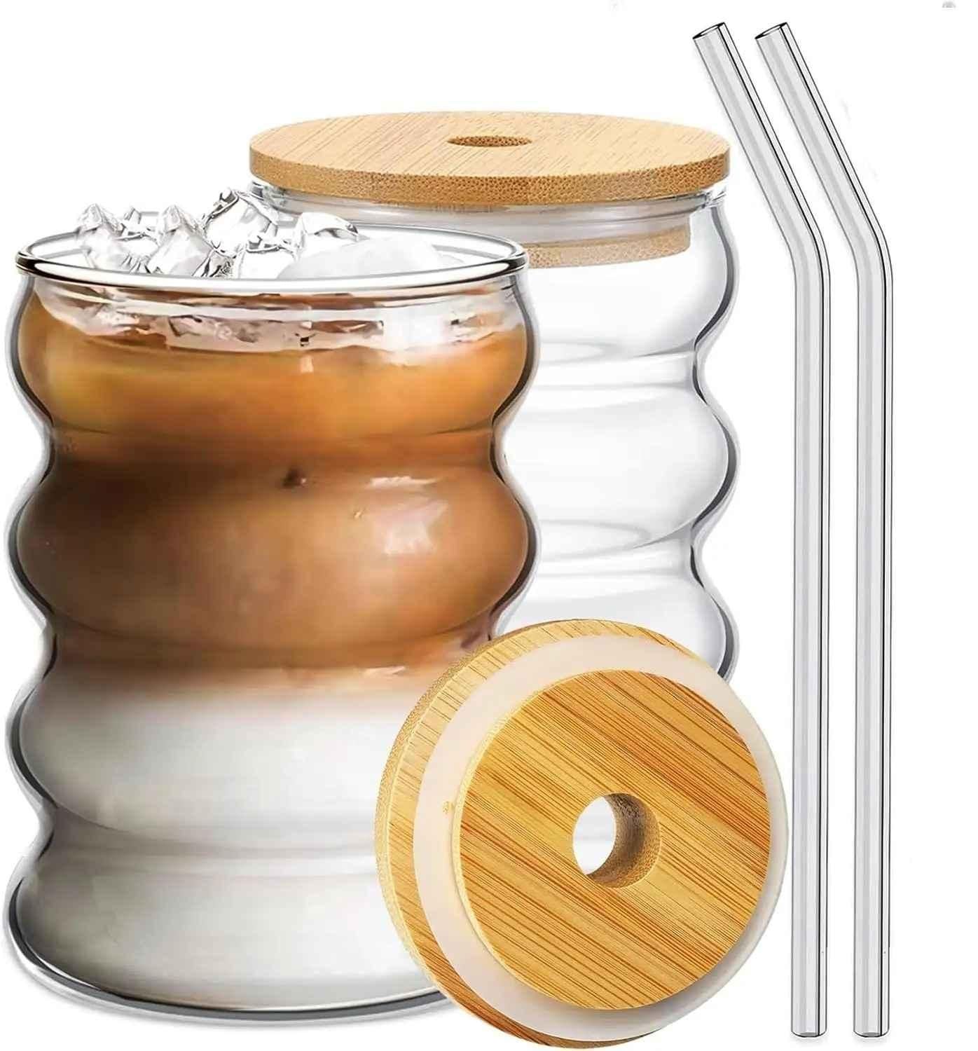 Wave Shape Glass with wood cap (Pack of 1)